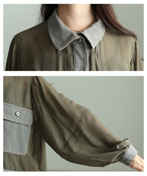 Sawa a la mode（サワアラモード）の「デニムドッキングシアーショートジャケット（その他アウター・レディース・ブラック/カーキ・FREE）」の6枚目の写真