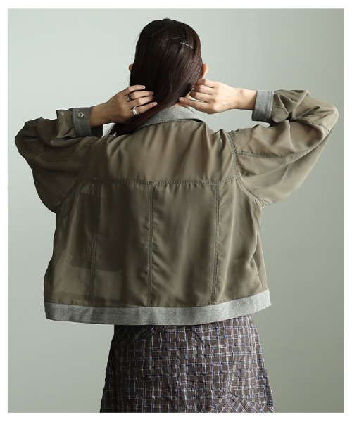 Sawa a la mode（サワアラモード）の「デニムドッキングシアーショートジャケット（その他アウター・レディース・ブラック/カーキ・FREE）」の11枚目の写真