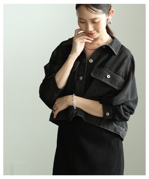 Sawa a la mode（サワアラモード）の「デニムドッキングシアーショートジャケット（その他アウター・レディース・ブラック/カーキ・FREE）」の15枚目の写真