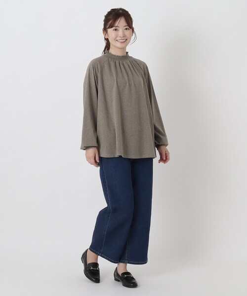 one'sterrace(ワンズテラス)の「コットンシャーリング 長袖ラグランプルオーバー(Tシャツ/カットソー・レディース・ブラック系8/レッド系9/ダークブラウン系8・02)」の14枚目の写真