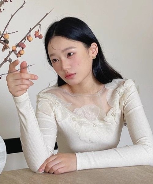 AVYL(アヴィル)の「デコルテシアーフラワー刺繍ロンT(Tシャツ/カットソー・レディース・ブラック/ホワイト・M)」の14枚目の写真