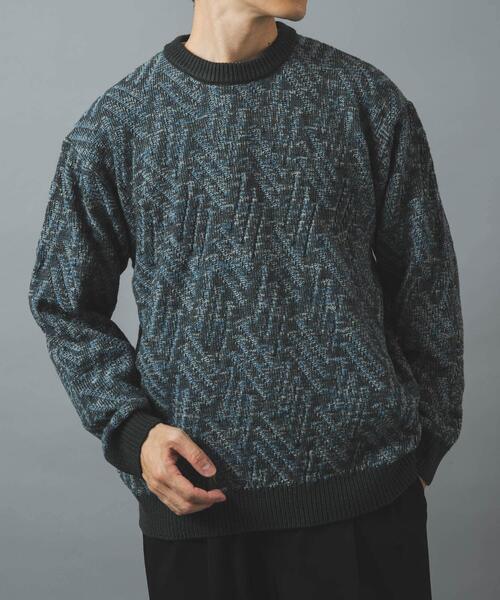 ITEMS URBANRESEARCH(アイテムズ アーバンリサーチ)の「MIXカラー クルーネック プルオーバーニット(ニット/セーター・メンズ・ブルー系その他/ブラウン/ブラック・MEDIUM/LARGE)」の1枚目の写真