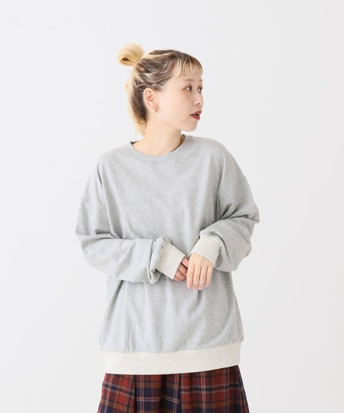 HEART MARKET(ハートマーケット)の「ミニ裏毛切替クループルオーバー(Tシャツ/カットソー・レディース・ブラック/ダークグリーン/グレー/レッド/ダークパープル/マスタード/オートミール/チャコール・MEDIUM/LARGE)」の3枚目の写真
