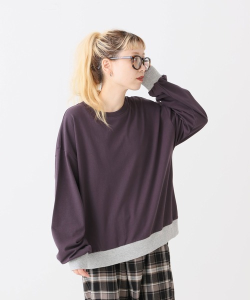 HEART MARKET(ハートマーケット)の「ミニ裏毛切替クループルオーバー(Tシャツ/カットソー・レディース・ブラック/ダークグリーン/グレー/レッド/ダークパープル/マスタード/オートミール/チャコール・MEDIUM/LARGE)」の6枚目の写真
