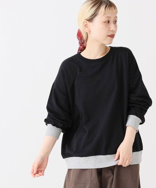 HEART MARKET(ハートマーケット)の「ミニ裏毛切替クループルオーバー(Tシャツ/カットソー・レディース・ブラック/ダークグリーン/グレー/レッド/ダークパープル/マスタード/オートミール/チャコール・MEDIUM/LARGE)」の2枚目の写真