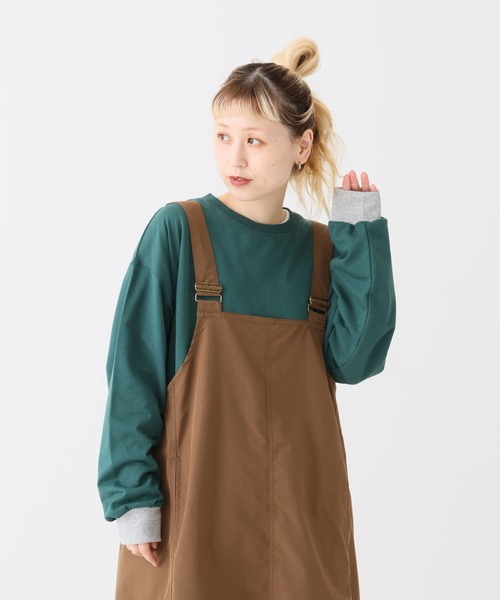 HEART MARKET(ハートマーケット)の「ミニ裏毛切替クループルオーバー(Tシャツ/カットソー・レディース・ブラック/ダークグリーン/グレー/レッド/ダークパープル/マスタード/オートミール/チャコール・MEDIUM/LARGE)」の5枚目の写真