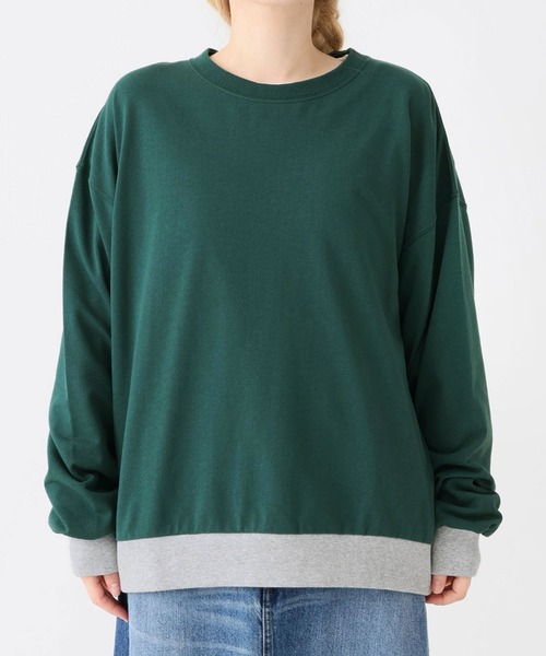 HEART MARKET(ハートマーケット)の「ミニ裏毛切替クループルオーバー(Tシャツ/カットソー・レディース・ブラック/ダークグリーン/グレー/レッド/ダークパープル/マスタード/オートミール/チャコール・MEDIUM/LARGE)」の10枚目の写真