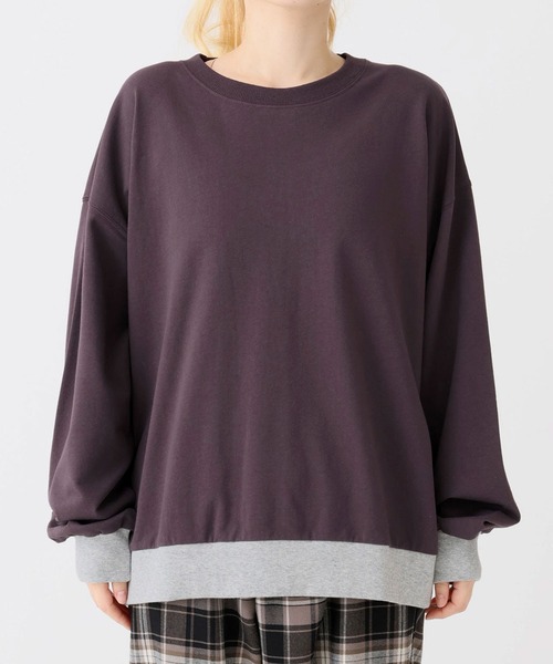 HEART MARKET(ハートマーケット)の「ミニ裏毛切替クループルオーバー(Tシャツ/カットソー・レディース・ブラック/ダークグリーン/グレー/レッド/ダークパープル/マスタード/オートミール/チャコール・MEDIUM/LARGE)」の11枚目の写真