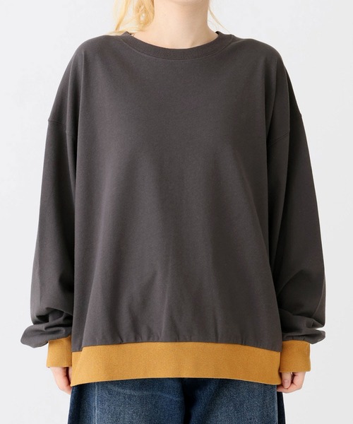 HEART MARKET(ハートマーケット)の「ミニ裏毛切替クループルオーバー(Tシャツ/カットソー・レディース・ブラック/ダークグリーン/グレー/レッド/ダークパープル/マスタード/オートミール/チャコール・MEDIUM/LARGE)」の12枚目の写真