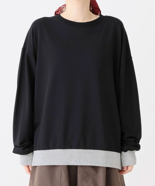 HEART MARKET(ハートマーケット)の「ミニ裏毛切替クループルオーバー(Tシャツ/カットソー・レディース・ブラック/ダークグリーン/グレー/レッド/ダークパープル/マスタード/オートミール/チャコール・MEDIUM/LARGE)」の13枚目の写真