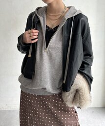 【WEB限定】フェイクレザーブルゾン