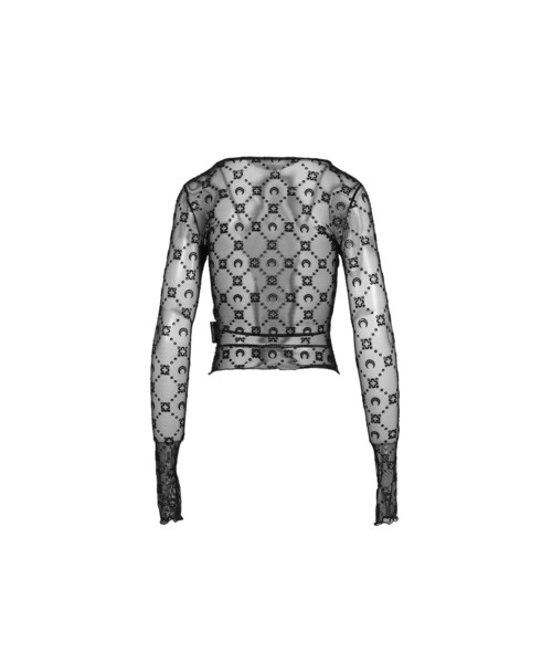 MARINE SERRE(マリーン・セル)の「MOONOGRAM MESH FLOCK SECOND SKIN CROPPED(その他トップス・レディース・ブラック/キャメル・M/XS/S)」の3枚目の写真