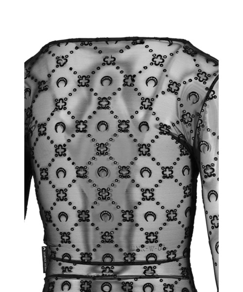 MARINE SERRE(マリーン・セル)の「MOONOGRAM MESH FLOCK SECOND SKIN CROPPED(その他トップス・レディース・ブラック/キャメル・M/XS/S)」の6枚目の写真