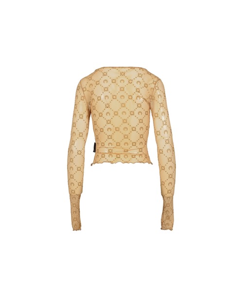 MARINE SERRE(マリーン・セル)の「MOONOGRAM MESH FLOCK SECOND SKIN CROPPED(その他トップス・レディース・ブラック/キャメル・M/XS/S)」の7枚目の写真