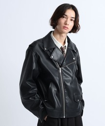 SYNTHETIC LEATHER DOUBLE RIDERS JACKET/シンセティックレザーダブルライダースジャケット