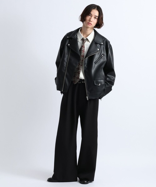 RAGEBLUE(レイジブルー)の「SYNTHETIC LEATHER DOUBLE RIDERS JACKET/シンセティックレザーダブルライダースジャケット(ライダースジャケット・メンズ・ブラック・LARGE/MEDIUM)」の3枚目の写真