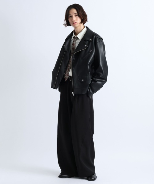 RAGEBLUE(レイジブルー)の「SYNTHETIC LEATHER DOUBLE RIDERS JACKET/シンセティックレザーダブルライダースジャケット(ライダースジャケット・メンズ・ブラック・LARGE/MEDIUM)」の4枚目の写真