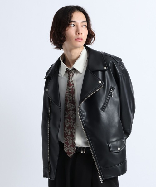 RAGEBLUE(レイジブルー)の「SYNTHETIC LEATHER DOUBLE RIDERS JACKET/シンセティックレザーダブルライダースジャケット(ライダースジャケット・メンズ・ブラック・LARGE/MEDIUM)」の6枚目の写真