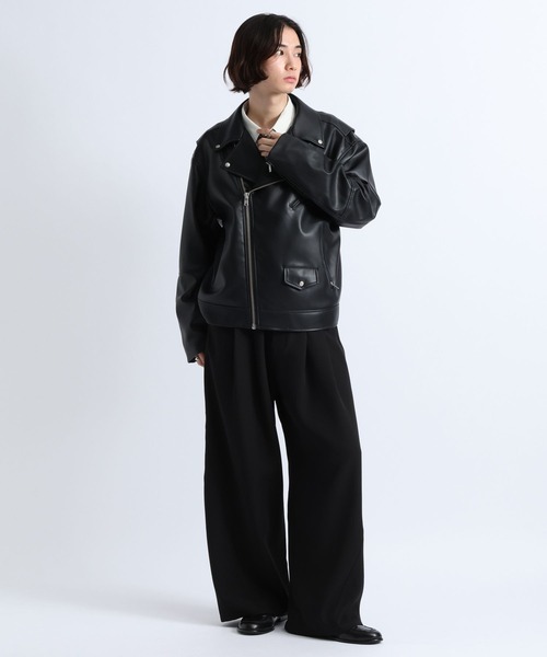 RAGEBLUE(レイジブルー)の「SYNTHETIC LEATHER DOUBLE RIDERS JACKET/シンセティックレザーダブルライダースジャケット(ライダースジャケット・メンズ・ブラック・LARGE/MEDIUM)」の7枚目の写真
