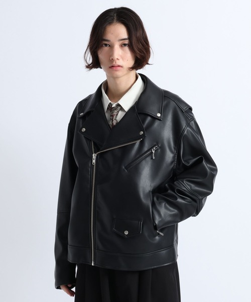 RAGEBLUE(レイジブルー)の「SYNTHETIC LEATHER DOUBLE RIDERS JACKET/シンセティックレザーダブルライダースジャケット(ライダースジャケット・メンズ・ブラック・LARGE/MEDIUM)」の9枚目の写真
