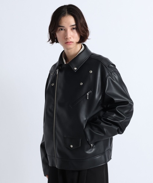 RAGEBLUE(レイジブルー)の「SYNTHETIC LEATHER DOUBLE RIDERS JACKET/シンセティックレザーダブルライダースジャケット(ライダースジャケット・メンズ・ブラック・LARGE/MEDIUM)」の10枚目の写真