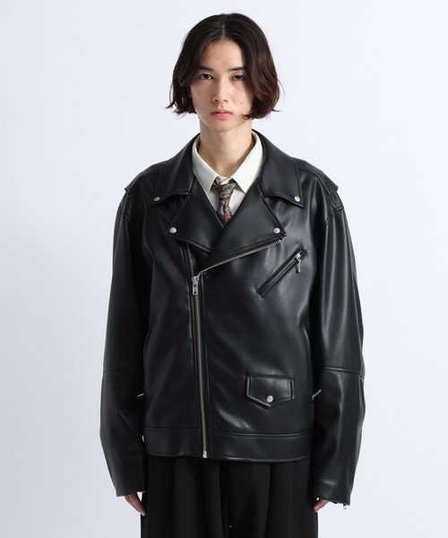 RAGEBLUE(レイジブルー)の「SYNTHETIC LEATHER DOUBLE RIDERS JACKET/シンセティックレザーダブルライダースジャケット(ライダースジャケット・メンズ・ブラック・LARGE/MEDIUM)」の11枚目の写真