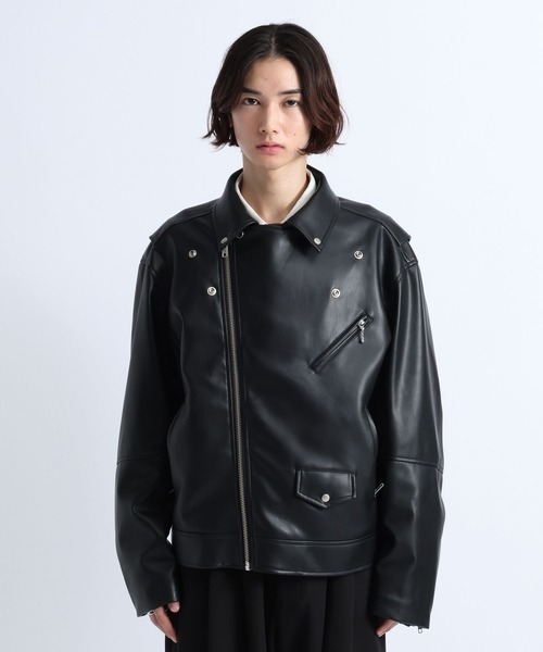 RAGEBLUE(レイジブルー)の「SYNTHETIC LEATHER DOUBLE RIDERS JACKET/シンセティックレザーダブルライダースジャケット(ライダースジャケット・メンズ・ブラック・LARGE/MEDIUM)」の12枚目の写真