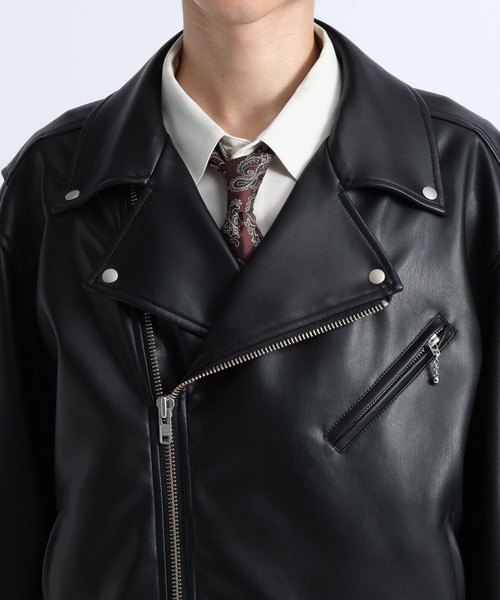 RAGEBLUE(レイジブルー)の「SYNTHETIC LEATHER DOUBLE RIDERS JACKET/シンセティックレザーダブルライダースジャケット(ライダースジャケット・メンズ・ブラック・LARGE/MEDIUM)」の17枚目の写真