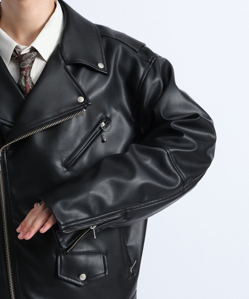 RAGEBLUE(レイジブルー)の「SYNTHETIC LEATHER DOUBLE RIDERS JACKET/シンセティックレザーダブルライダースジャケット(ライダースジャケット・メンズ・ブラック・LARGE/MEDIUM)」の18枚目の写真