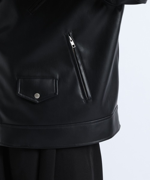 RAGEBLUE(レイジブルー)の「SYNTHETIC LEATHER DOUBLE RIDERS JACKET/シンセティックレザーダブルライダースジャケット(ライダースジャケット・メンズ・ブラック・LARGE/MEDIUM)」の21枚目の写真