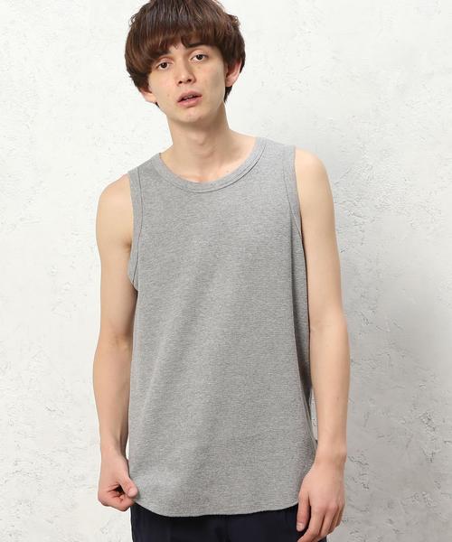 green label relaxing（グリーンレーベルリラクシング）の「SC WAFFLE LONG タンクトップ◆（タンクトップ・メンズ・グレー/ブラック/ホワイト/コバルトブルー・MEDIUM/LARGE/SMALL）」の3枚目の写真