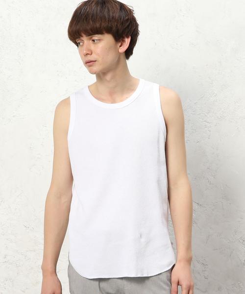green label relaxing（グリーンレーベルリラクシング）の「SC WAFFLE LONG タンクトップ◆（タンクトップ・メンズ・グレー/ブラック/ホワイト/コバルトブルー・MEDIUM/LARGE/SMALL）」の2枚目の写真