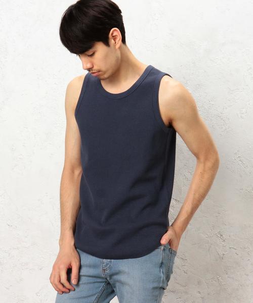 green label relaxing（グリーンレーベルリラクシング）の「SC WAFFLE LONG タンクトップ◆（タンクトップ・メンズ・グレー/ブラック/ホワイト/コバルトブルー・MEDIUM/LARGE/SMALL）」の4枚目の写真