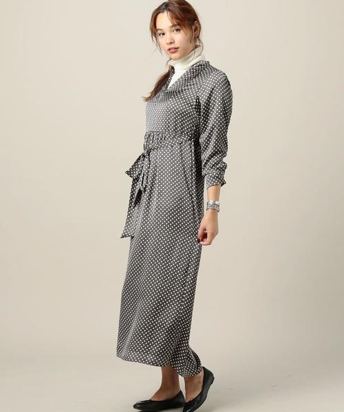 BEAUTY&YOUTH UNITED ARROWS(ビューティーアンドユースユナイテッドアローズ)の「BY ジオメトリックスタンドカラーマキシワンピース◆(ワンピース・レディース・ダークグレー/ライトブルー・FREE)」の1枚目の写真