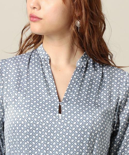 BEAUTY&YOUTH UNITED ARROWS(ビューティーアンドユースユナイテッドアローズ)の「BY ジオメトリックスタンドカラーマキシワンピース◆(ワンピース・レディース・ダークグレー/ライトブルー・FREE)」の7枚目の写真