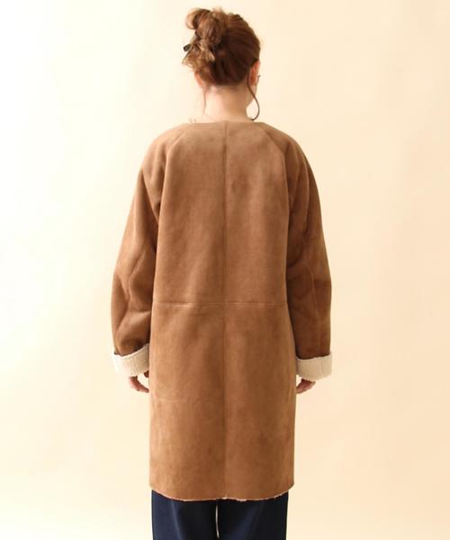 coen（コーエン）の「フェイクムートンコート（ムートンコート・レディース・ブラウン/ネイビー・MEDIUM/LARGE）」の6枚目の写真