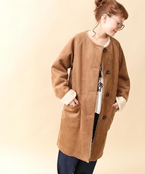 coen（コーエン）の「フェイクムートンコート（ムートンコート・レディース・ブラウン/ネイビー・MEDIUM/LARGE）」の20枚目の写真