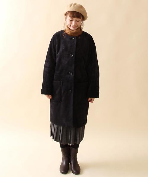 coen（コーエン）の「フェイクムートンコート（ムートンコート・レディース・ブラウン/ネイビー・MEDIUM/LARGE）」の10枚目の写真