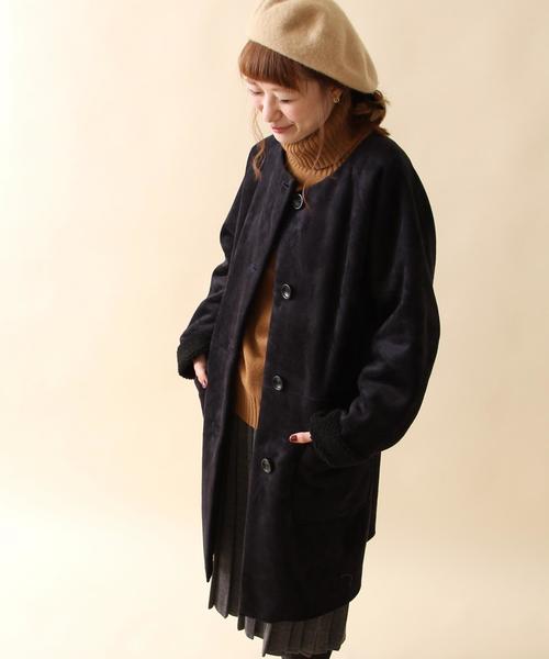 coen（コーエン）の「フェイクムートンコート（ムートンコート・レディース・ブラウン/ネイビー・MEDIUM/LARGE）」の9枚目の写真