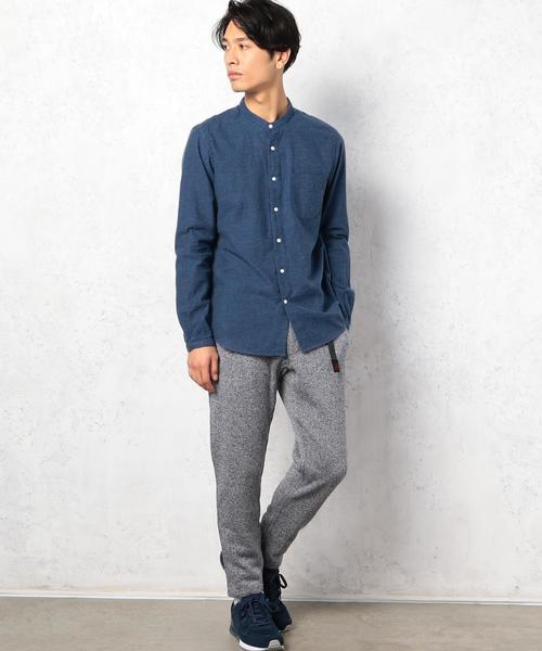 green label relaxing（グリーンレーベルリラクシング）の「KC BRUSHED/OX バンドカラー シャツ◆（シャツ/ブラウス・メンズ・ダークグレー/ネイビー/ホワイト・SMALL/MEDIUM/LARGE）」の12枚目の写真