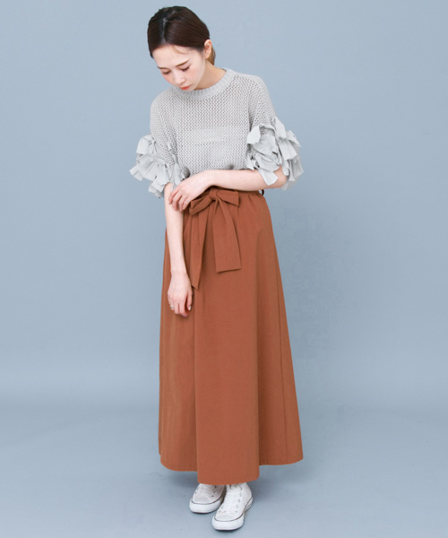 KBF（ケイビーエフ）の「KBF ウエストベルトロングスカート（スカート・レディース・ブラウン/ベージュ/ネイビー・ONE）」の5枚目の写真