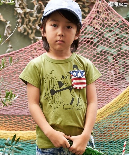 F.O.KIDS(エフオーキッズ)の「Disney(ディズニー) ポケットミッキーマウス(Tシャツ/カットソー・キッズ・ベージュ/イエロー/カーキ・100/120/95/110/80/90/140/130)」の1枚目の写真