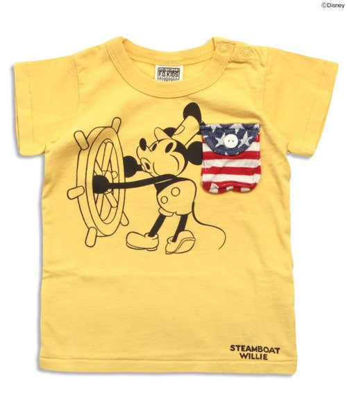 F.O.KIDS(エフオーキッズ)の「Disney(ディズニー) ポケットミッキーマウス(Tシャツ/カットソー・キッズ・ベージュ/イエロー/カーキ・100/120/95/110/80/90/140/130)」の3枚目の写真