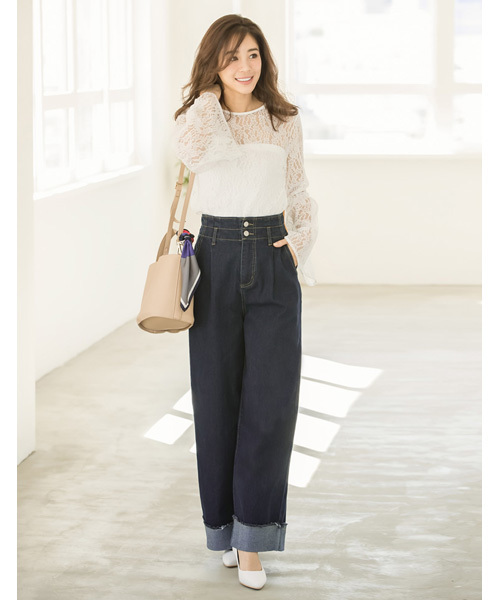 Re:EDIT（リエディ）の「[リエディ]ハイウエストワイドデニムボトムス/パンツ/デニムパンツ（その他パンツ・レディース・ライトブルー/ダークブルー・SMALL/MEDIUM）」の16枚目の写真