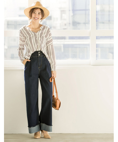 Re:EDIT（リエディ）の「[リエディ]ハイウエストワイドデニムボトムス/パンツ/デニムパンツ（その他パンツ・レディース・ライトブルー/ダークブルー・SMALL/MEDIUM）」の12枚目の写真