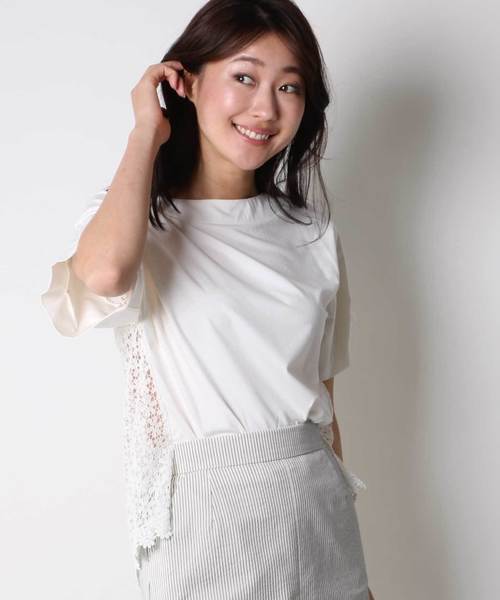 JETSET SOLO PLUS (ジェットセット ソロプラス)の「後ろレース袖デザインカットソー(Tシャツ/カットソー)」|オフホワイト