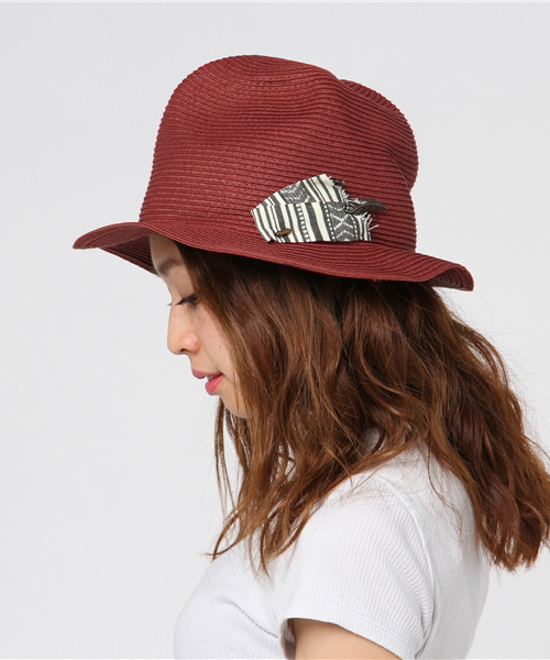 チャイハネ（チャイハネ）の「【チャイハネ】フォークロアリボンペーパーハット（ハット・レディース・ブラウン/レッド・FREE）」の8枚目の写真