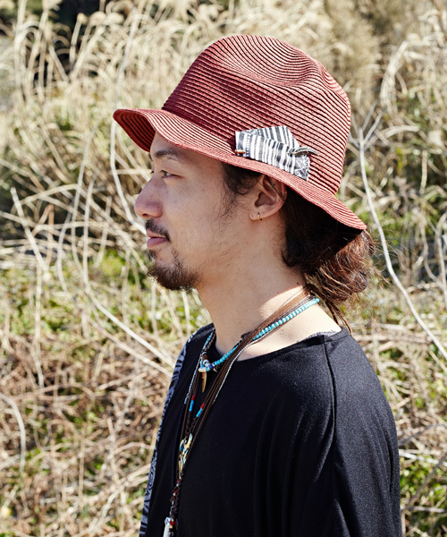 チャイハネ（チャイハネ）の「【チャイハネ】フォークロアリボンペーパーハット（ハット・レディース・ブラウン/レッド・FREE）」の9枚目の写真