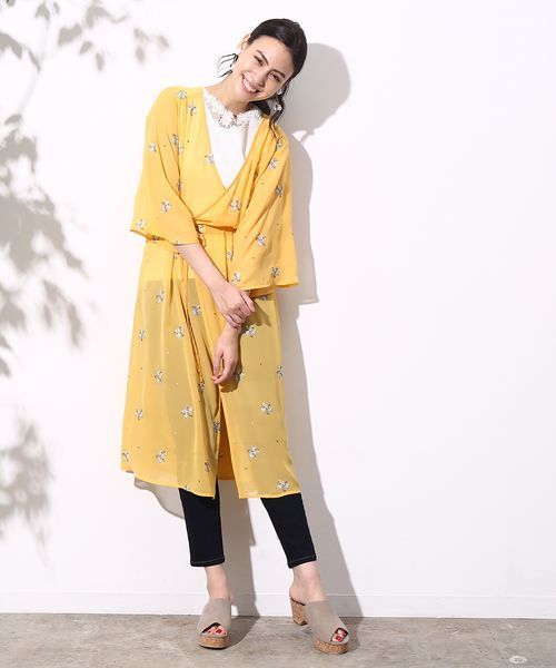 ROPE' PICNIC（ロペピクニック）の「フラワークロスステッチ刺繍ガウン（ワンピース・レディース・ブラック/イエロー/ホワイト・38）」の15枚目の写真