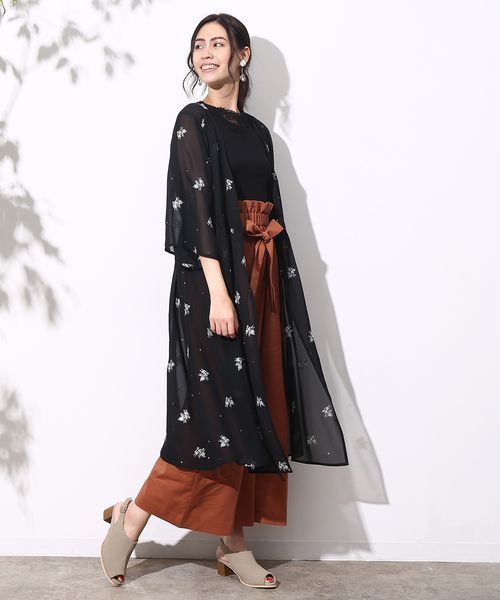 ROPE' PICNIC（ロペピクニック）の「フラワークロスステッチ刺繍ガウン（ワンピース・レディース・ブラック/イエロー/ホワイト・38）」の8枚目の写真